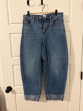 GAP Women's Light Blue High Rise Barrel Jeans